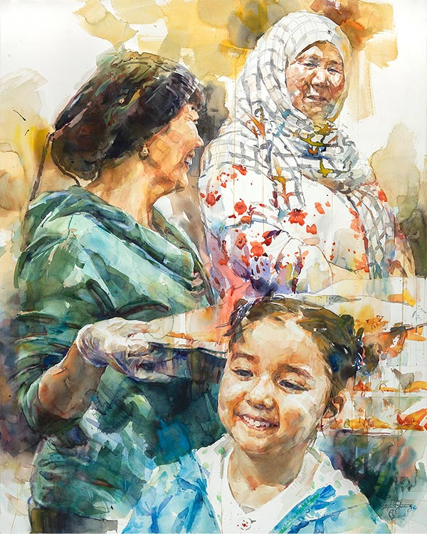 portraits of two women and a girl