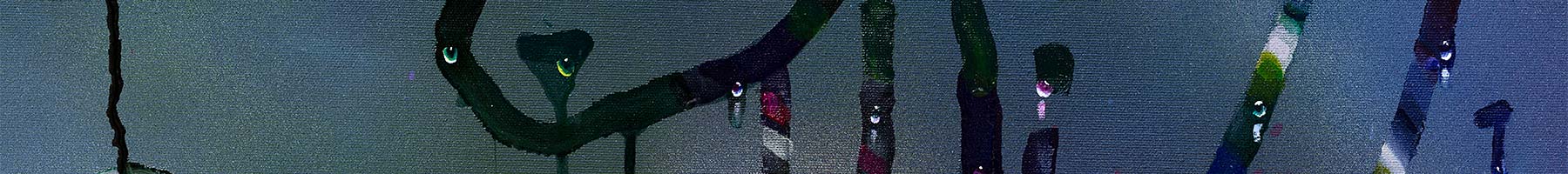 painting of a child's drawing on a foggy windowpane