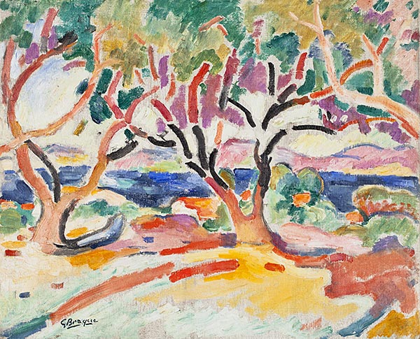 painting of colorful trees