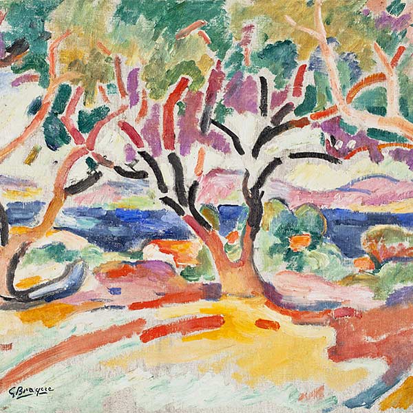 painting of colorful trees