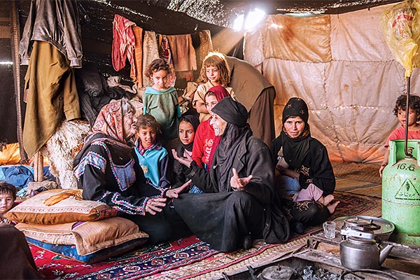 a family posing for a portrait