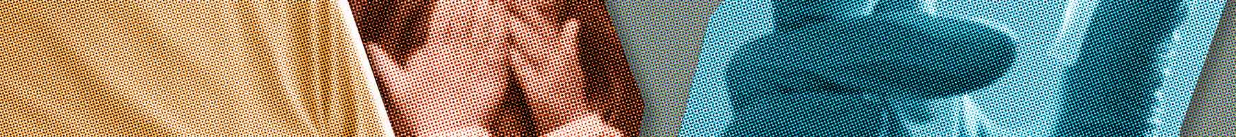 illustration of a woman and child looking fearfully at a vaccination needle