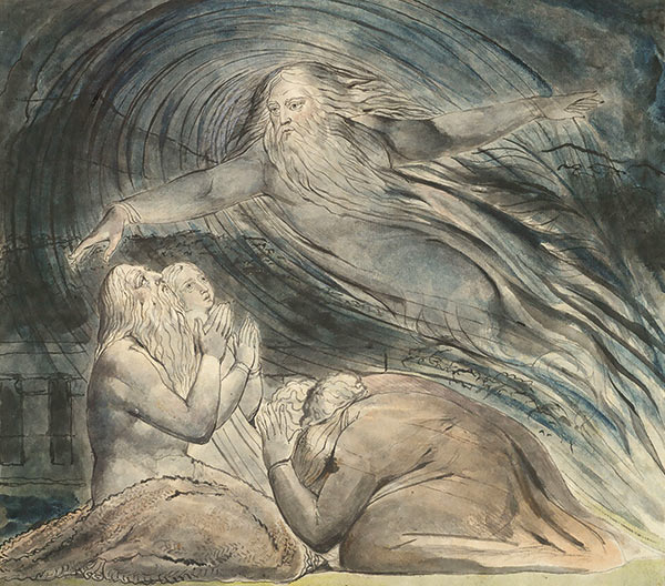 illustration of God speaking to Job in a whirlwind