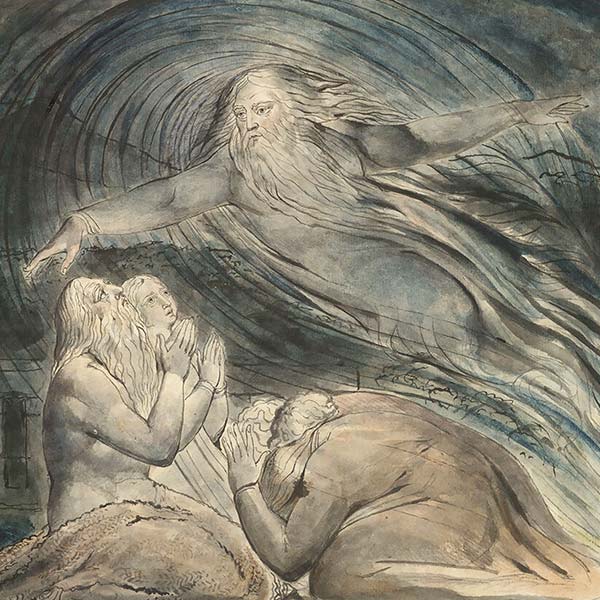 illustration of God speaking to Job in a whirlwind