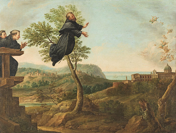 painting of a monk flying