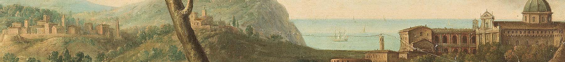 painting of mountains and towns