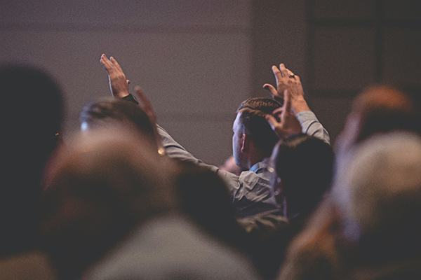 people praising in a church service