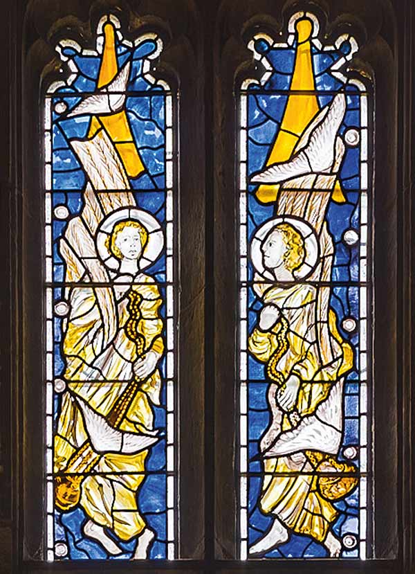 stained glass windows depicting angels