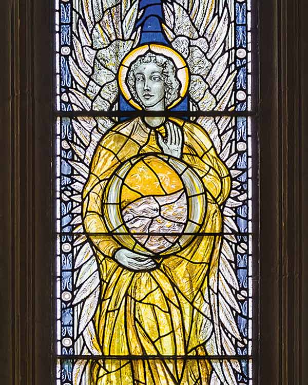 stained glass windows depicting angels