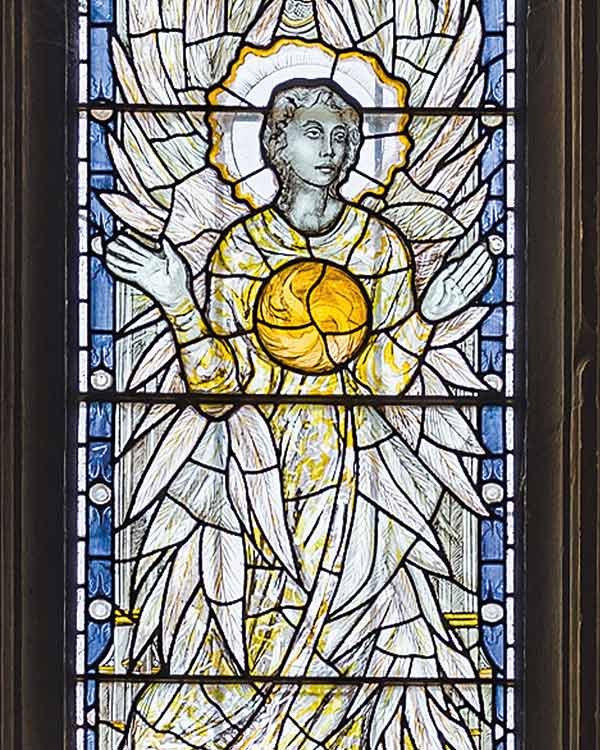 stained glass windows depicting angels