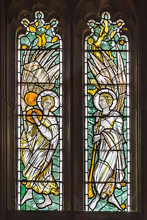 stained glass windows depicting angels