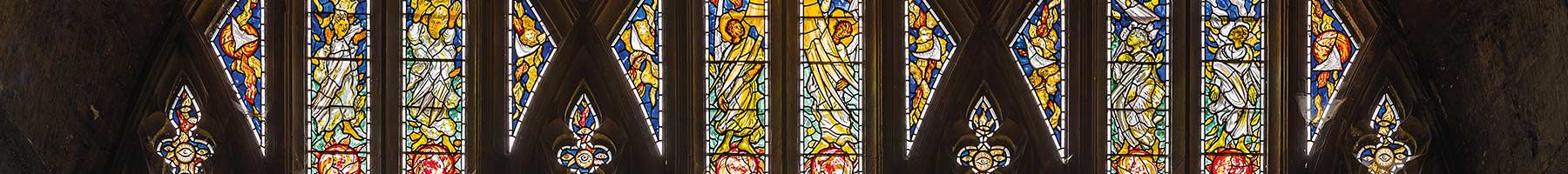 stained glass windows depicting angels