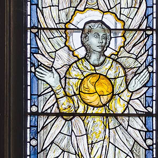 stained glass windows depicting angels