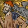 illustration of devils whispering in a man's ear