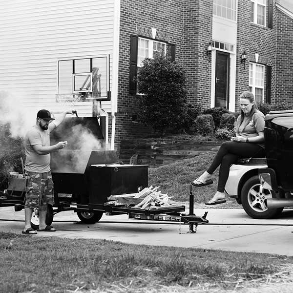 parents looking at imaginary phones