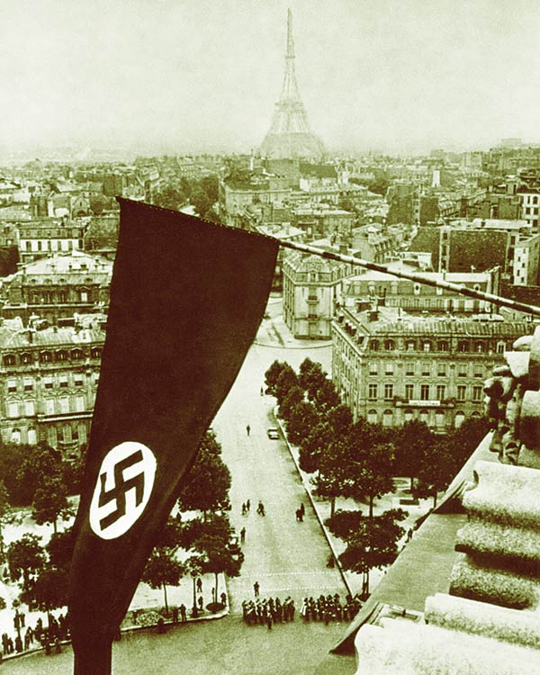 a Nazi flag hanging in Paris, France