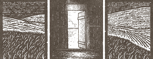 illustration of an open door