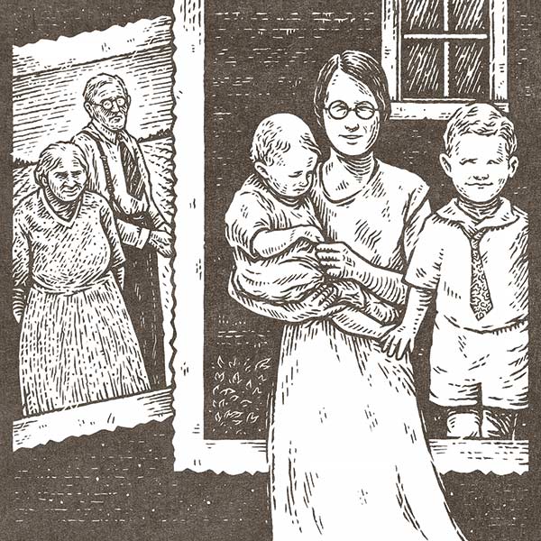 illustration of family photographs