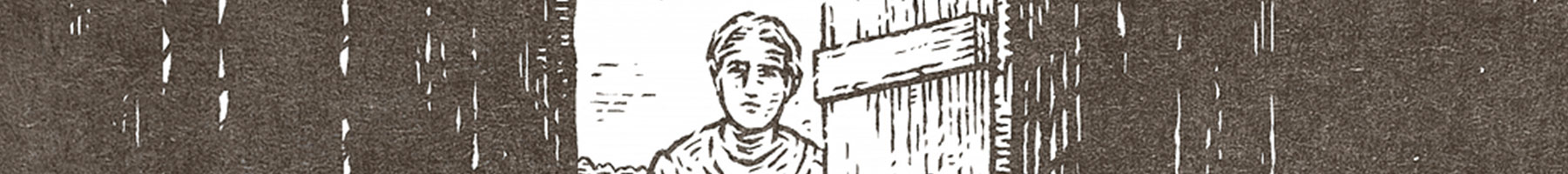 illustration of a woman at an open door