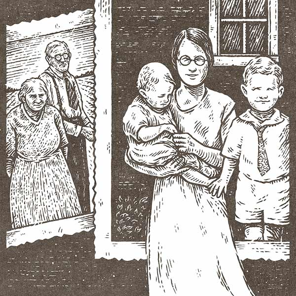illustration of family photographs