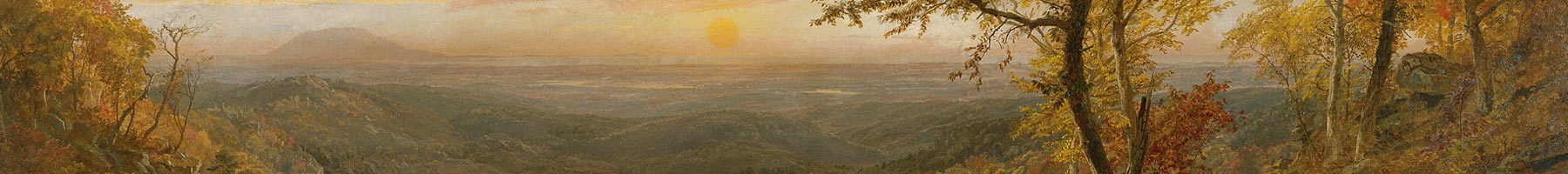 painting of Autumn sunset over a lake