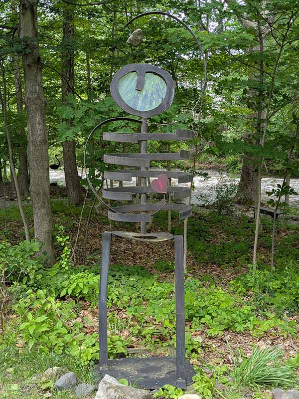 metal sculpture in a garden