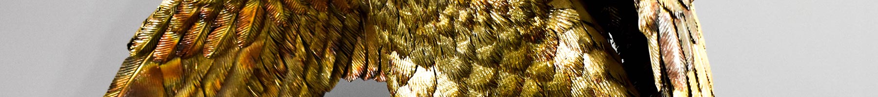 stainless steel sculpture of a hawk