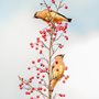 cedar waxwings eating red berries
