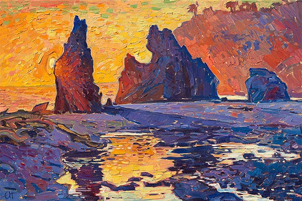 Oil painting of a sunset