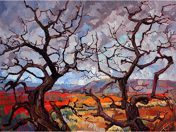 Oil painting of trees