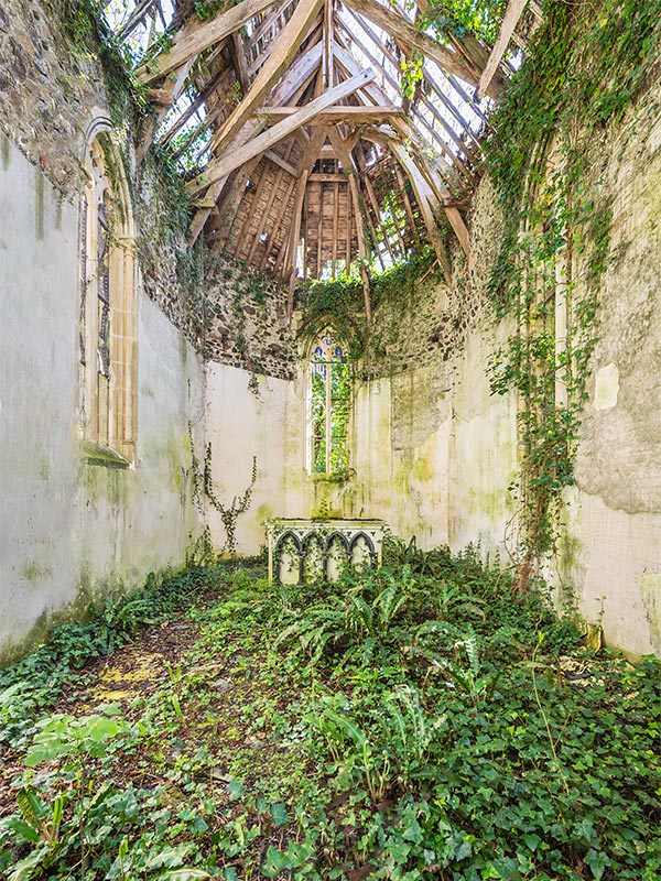 Weeds growing in chapel