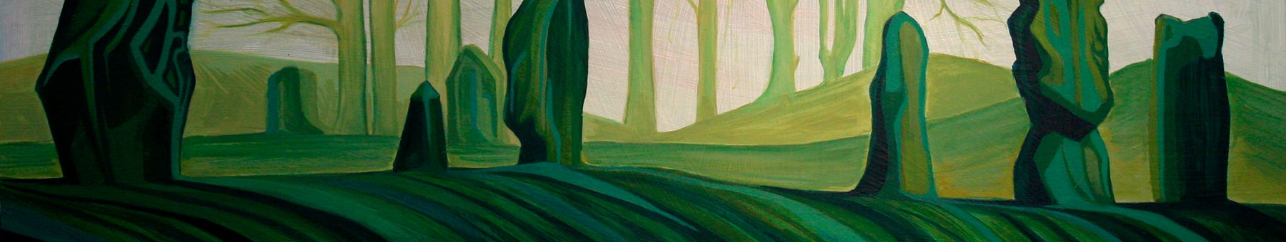 painting of stones and trees at Kennet Avenue