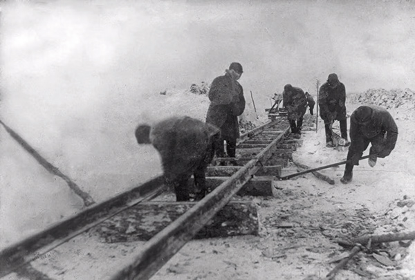 men building a railway