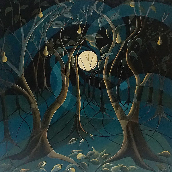 Pear trees in moonlight