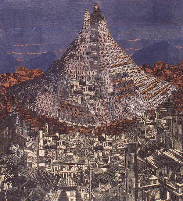 wood engraving of Babel