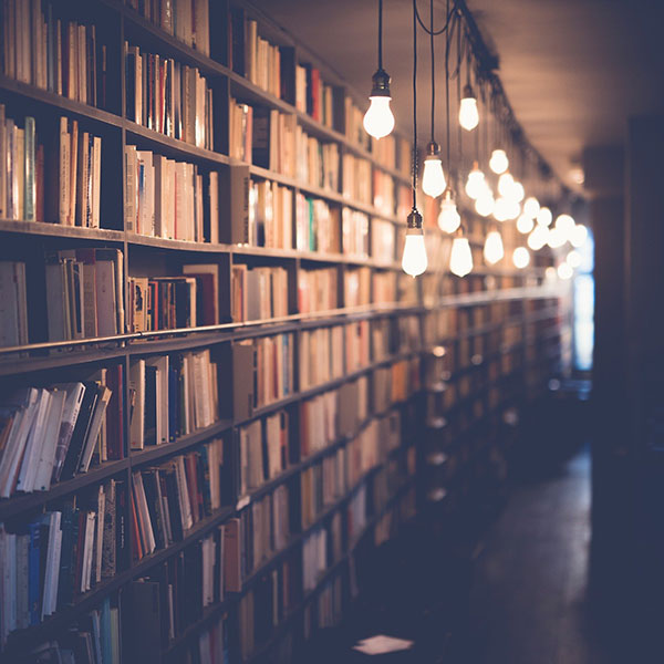 Shelves filled with books at a library